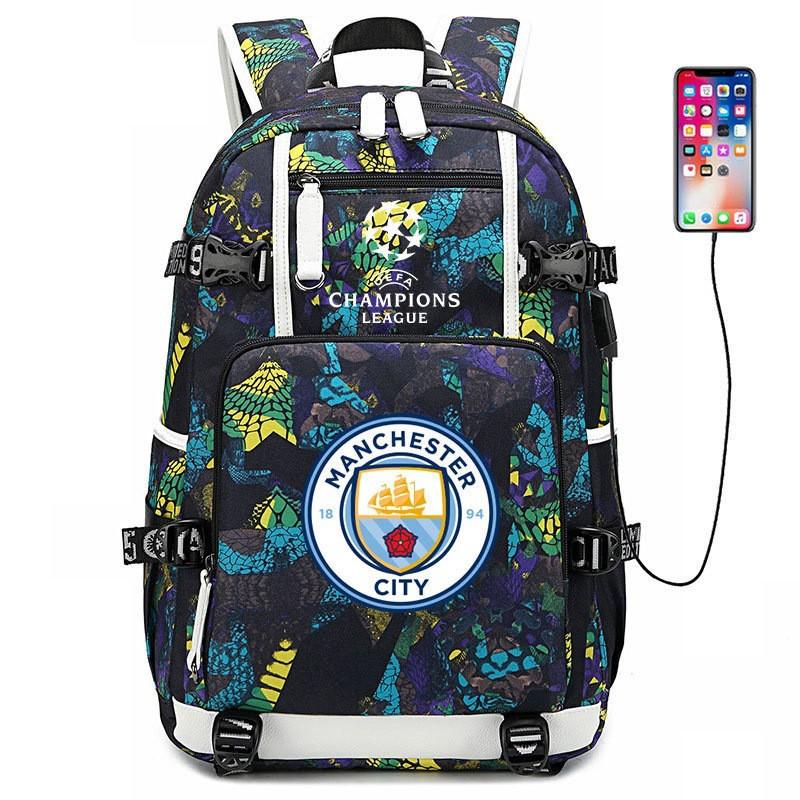 Fußball Rucksack Herren Damen - Dortmund Manchester City Liverpool FC Fan Sporttasche Mit USB-Anschluss