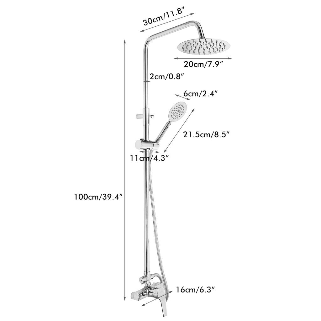 Copper Thermostatic Shower Set Hot/Cold Shower Faucet Rain Shower Set Shower Faucet Bathtub Round Shower Head Sprayer Silver