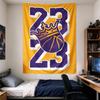 Vertical Tapestry, LeBron James 23 Crown Basketball Purple Yellow for Men Women Living Room Wall Art