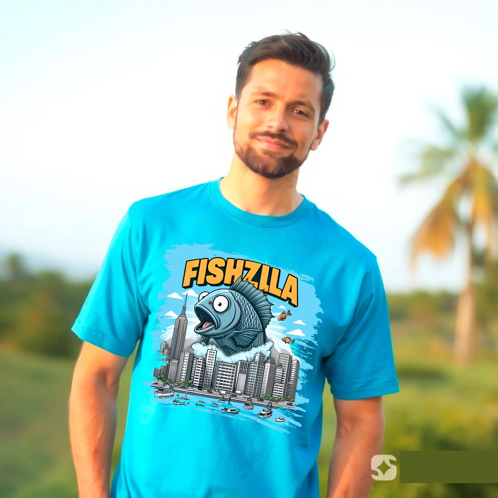 The Rise Of Fishzilla T-Shirt, Novelty Fishing Life Funny Gift Kids Adult Unisex M