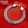 925 Sterling Silver 10mm Side Chain Bracelet Fashion Jewelry