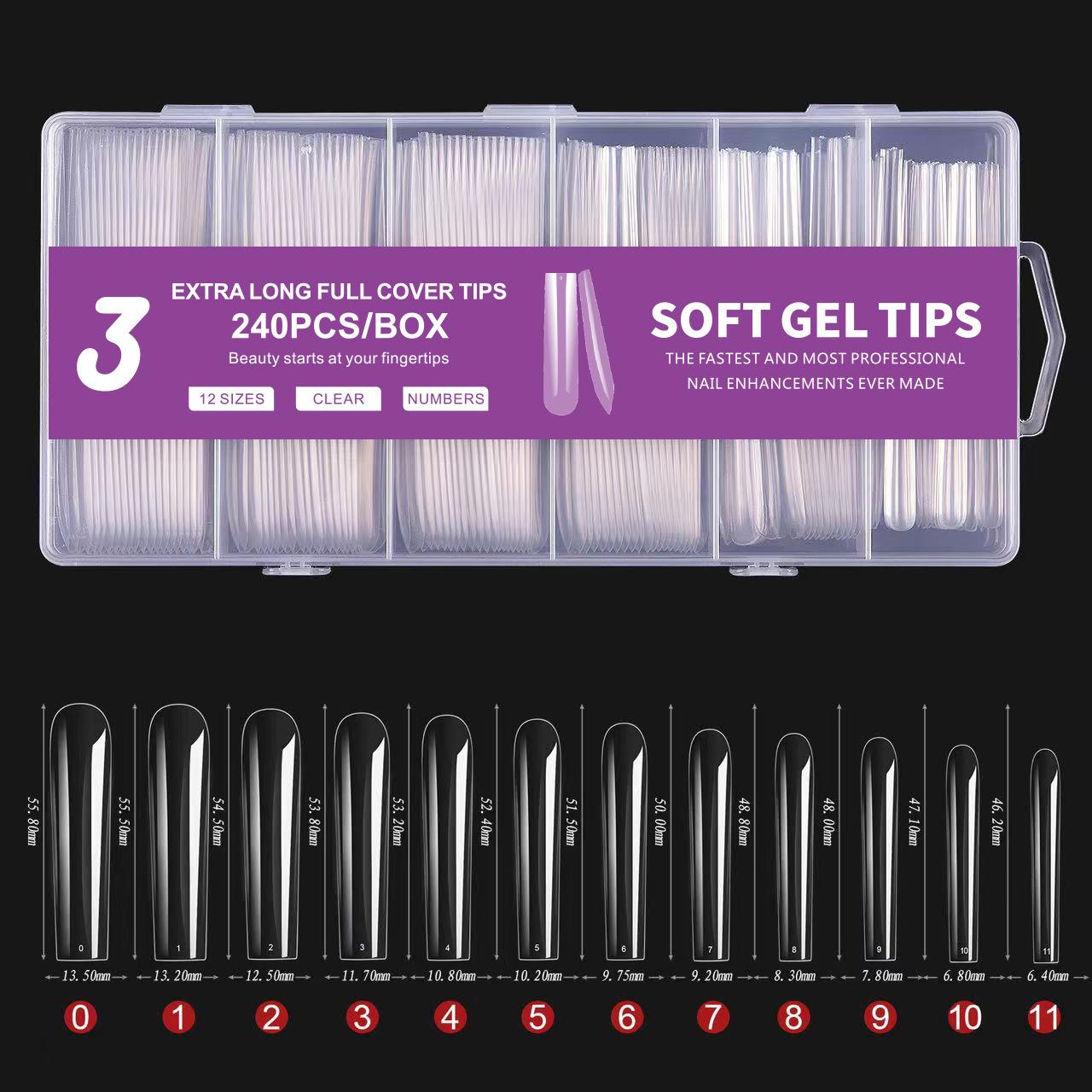 

Набор из 240 прозрачных XXXL заостренных типсов для нейл-арта: Очень длинные накладные ногти в джинсовом дизайне 240pcs Extra Long Full Cover Nails