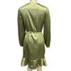 Women Mini Dress V-Neck Lantern Long Sleeve Side Lace-up Dress