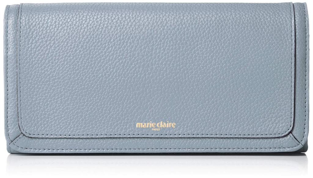 Marie Claire Women's Long Wallet, Large Capacity, Zippered Coin Purse, Genuine Leather, 24 Card Slots, Carrousel, Blue Gray