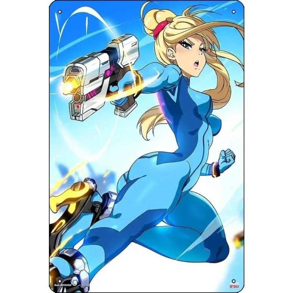 Decorative Metal Tin Sign, Anime Fitness Girl, 20x30 cm