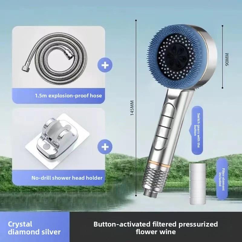 Piano Pressure Boost Shower Head Multifunction Rain Spray For Home Bathing And Massage