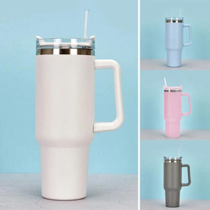 40oz Insulated Stainless Steel Tumbler With Handle Lid Straw Coffee Mug Termos Cup Cold Drink