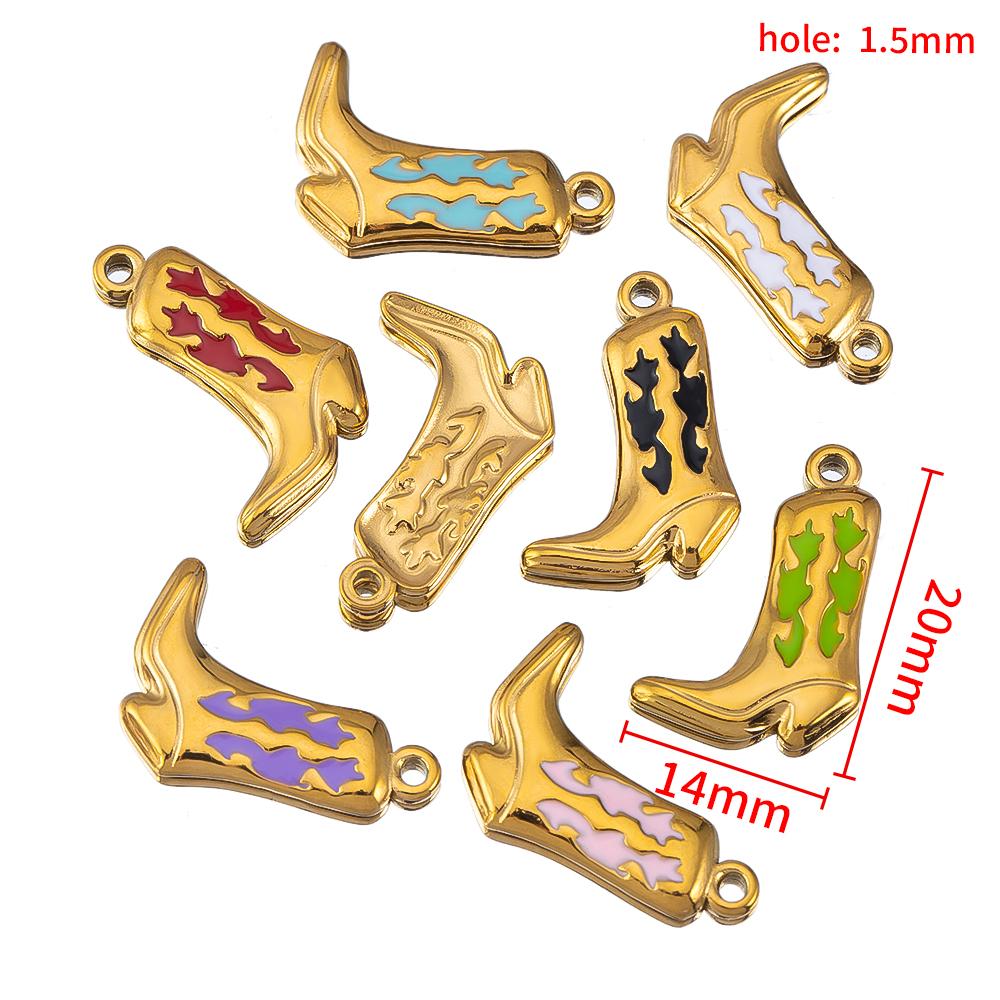 5pcs/lot Stainless Steel Gold Color PVD Plated Boots Charms Pendant DIY Necklace Bracelet Earring Jewelry Making Accessories