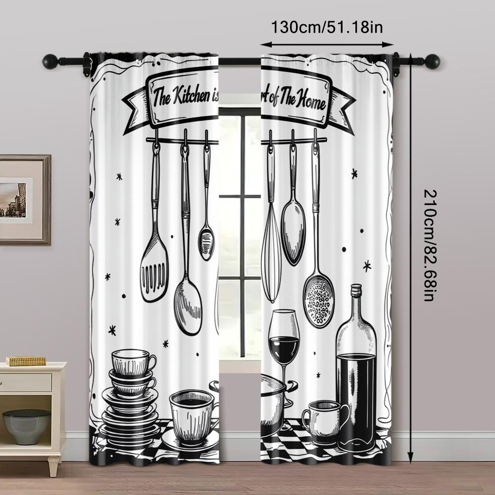 2pcs, Curtain Set Classic Plaid Machine Washable Fabric (without Rod) All Seasons Ldeal for Living Room, Bedroom, Kitchen,