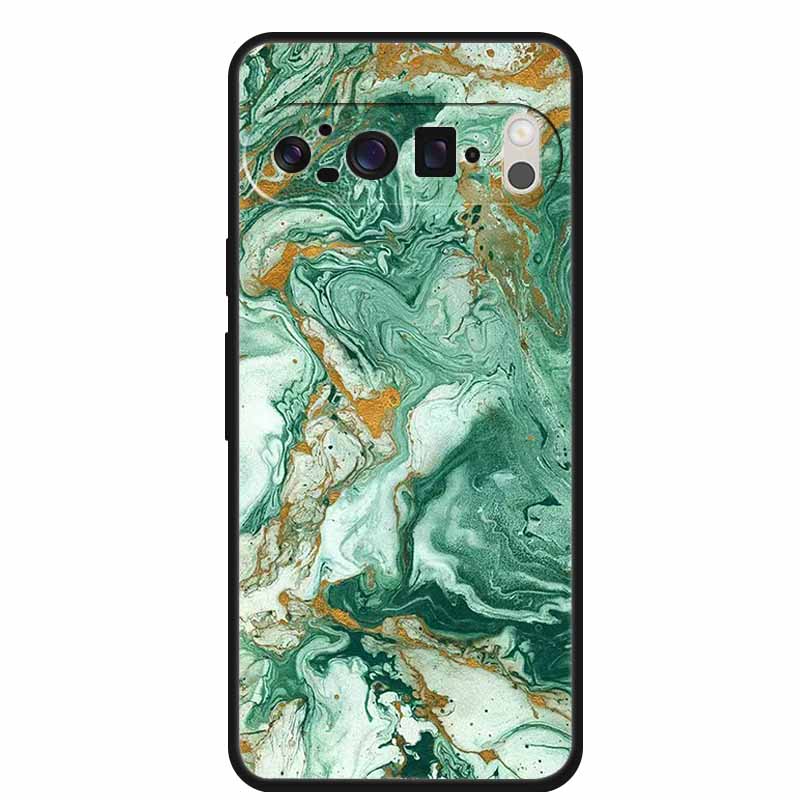 For Google Pixel 9 Pro XL Cellphone Case Luxury Protector Soft Silicone Cover for Google Pixel 9Pro XL Marble Soft Black Funda