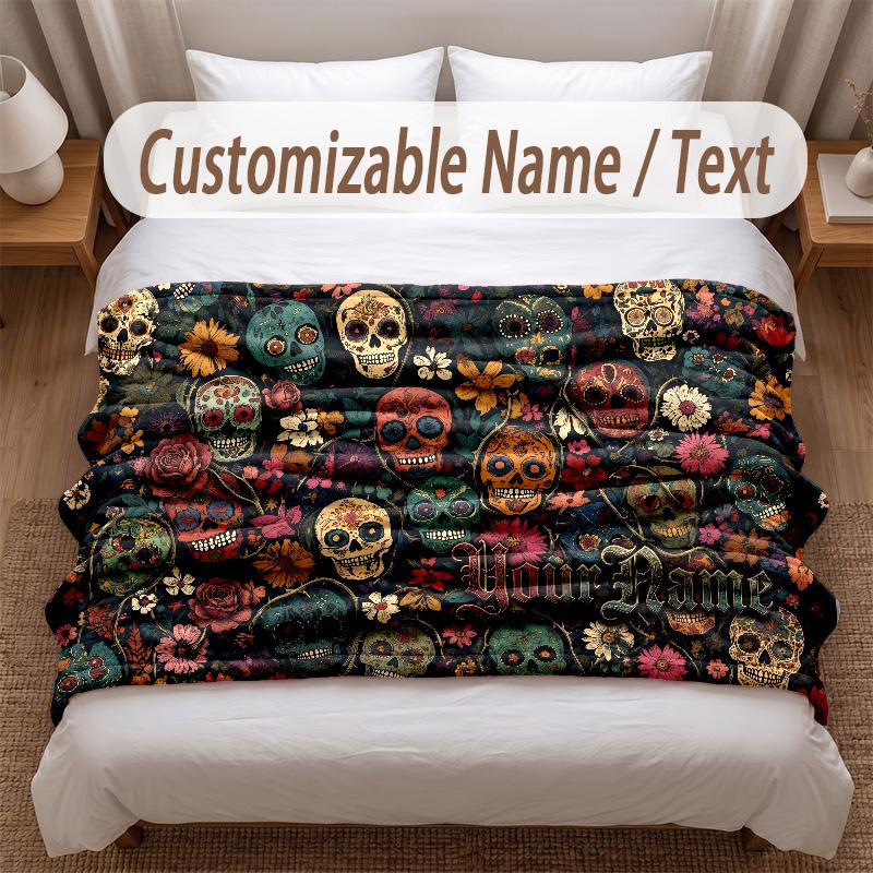 Celebration Theme Soft Blanket Personalized Custom Name Text Print Warm Blanket Home Sofa Bedroom Decor