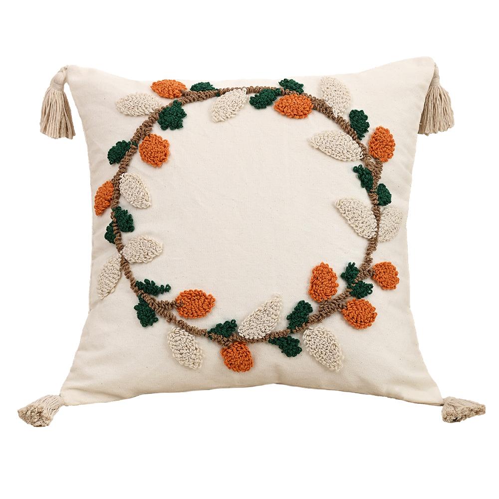 BUYNOW Velvet Embroidered Throw Pillow Cover HOME Wreath Bohemian Stamping Waist Cushion Cover Decor Home Decorative Pillowcase
