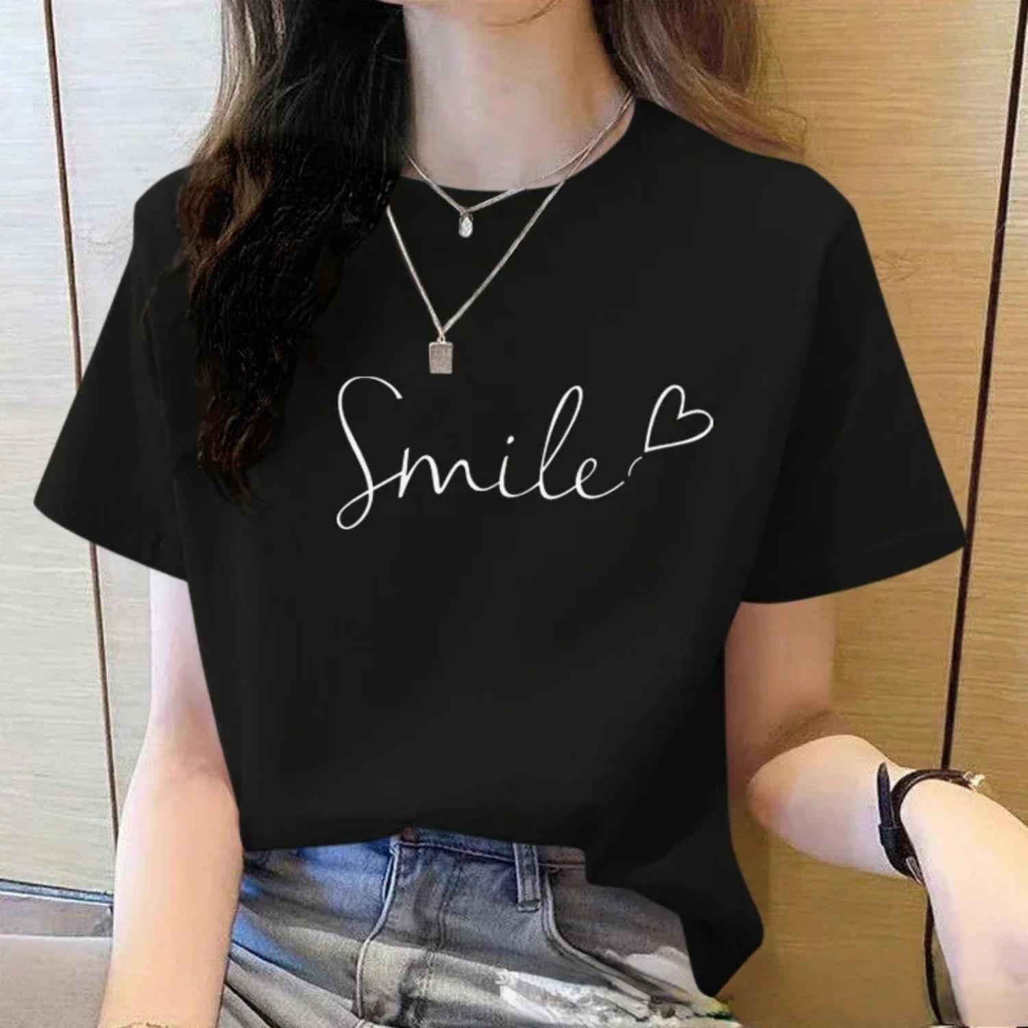 2025 Summer Women s T-Shirt O Neck Solid Color Short Sleeve Women s Business Wear Short Sleeve T-Shirt Graphic T Shirts Vintage S чёрный