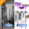 2 pezzi/set Supporto per mocio da parete Supporto per scopa Gancio per riporre oggetti in acciaio inox Accessori per l'organizzazione del bagno in cucina
