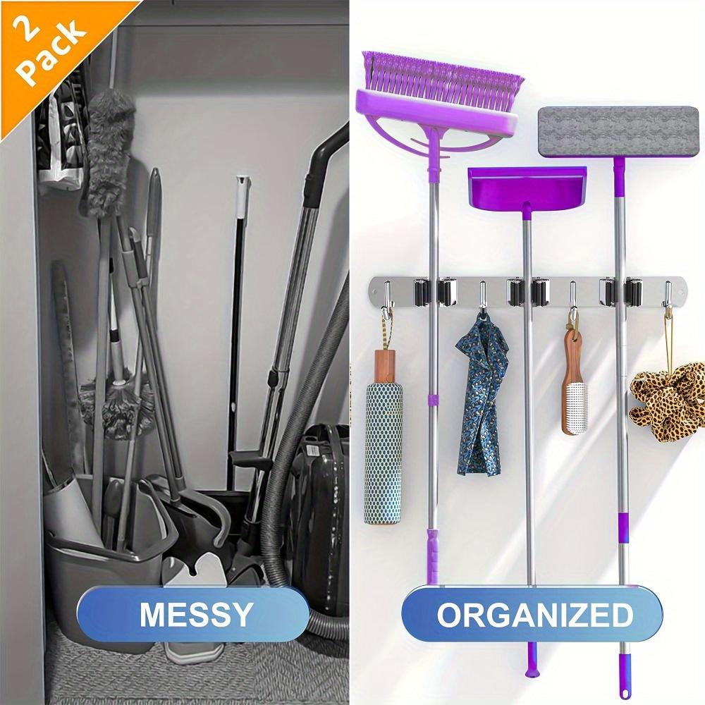2 pezzi/set Supporto per mocio da parete Supporto per scopa Gancio per riporre oggetti in acciaio inox Accessori per l'organizzazione del bagno in cucina