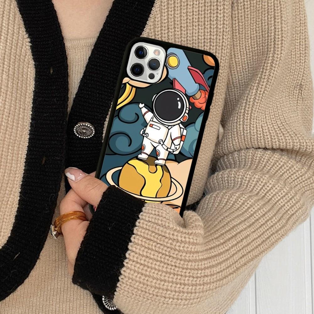 Cartoon Astronaut Handyhülle Silikon PC+TPU Für Für iPhone 11 12 13 14 15 16 Plus Pro Max Hülle