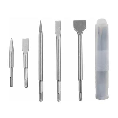 5PCS Impact Drill Chisel Bits Round Shank 40Cr Steel Rotary Hammer Chisel Point Flat Type