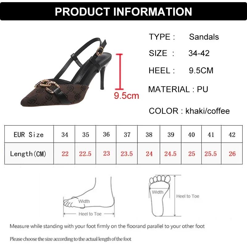 Fashion High Heel Sandals Women Shoes Buckle Strap Design Sandals for Women Stiletto Heel Party Shoes Woman Metal Chain Pointed Toe Pump