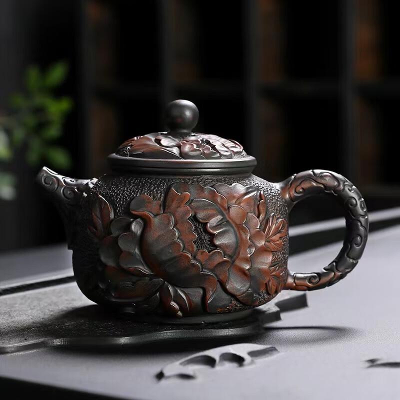 Zitao Purple Clay Hand-Carved Xishi Teapot