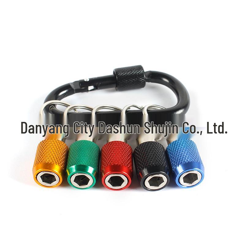 5-Piece Colorful Quick-Change Keyring with 1/4" Hex Shank Extension Rod & Quick Release Socket Adapter Carabiner