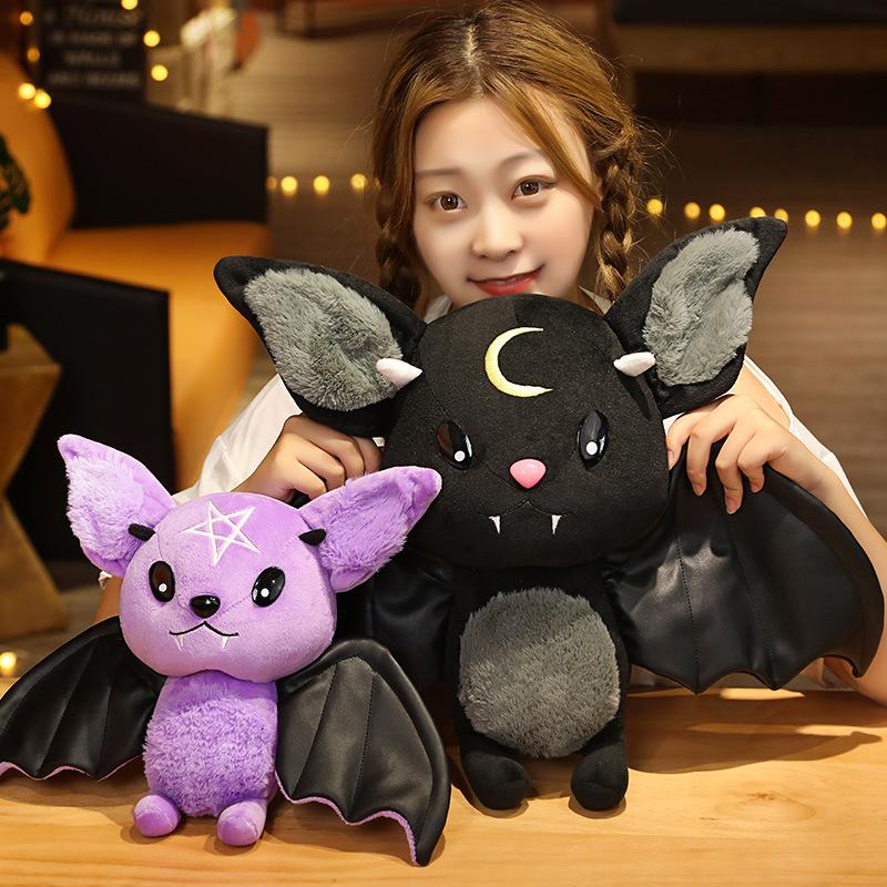 Demon Bat Halloween Plushy Four-color Demon Bat Cartoon Soft Model Kids Christmas Halloween Holiday Gifts Horror Style Home Deco