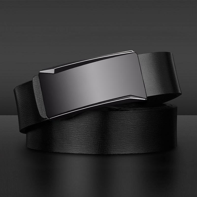 

Мужской ремень из натуральной кожи высокого класса для бизнеса, кожаный ремень с автоматической пряжкой без зубцов для мужчин среднего и молодого возраста 130cm