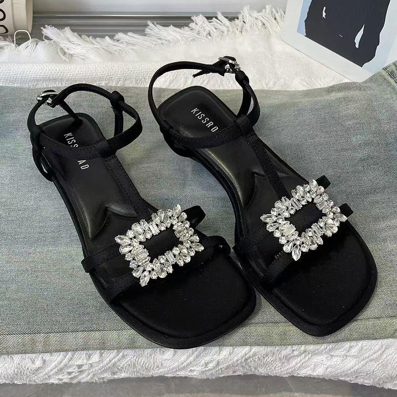 Fashion Crystal Flats Women Sandals Summer Casual Dress Shoes Fashion Woman Slippers New 2025 Designer Slides Walking Sandalias De Mujer