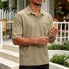 Men T-shirt with Buttons Golf Shirt Short Sleeve Collared T-Shirt Summer Tee