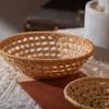 2025 New Japanese Hand-Woven Hollow Fruit Snack Storage Basket Rattan Bread Basket Food Serving Platter Tray For Dinner Parties