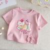 Girls Summer Cartoon Cat Print Princess Short Sleeve Mosquito Proof Long Pants Two Piece Set Comfortable Casual Outfit