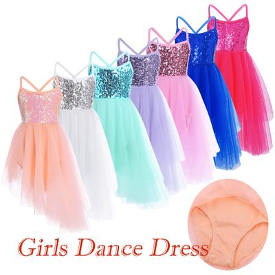 Mädchen Pailletten Ballett Tutu Kleid Kinder Tüll Lyrical Dance Gymnastik Trikot Kleid Ballerina Tanz Tragen