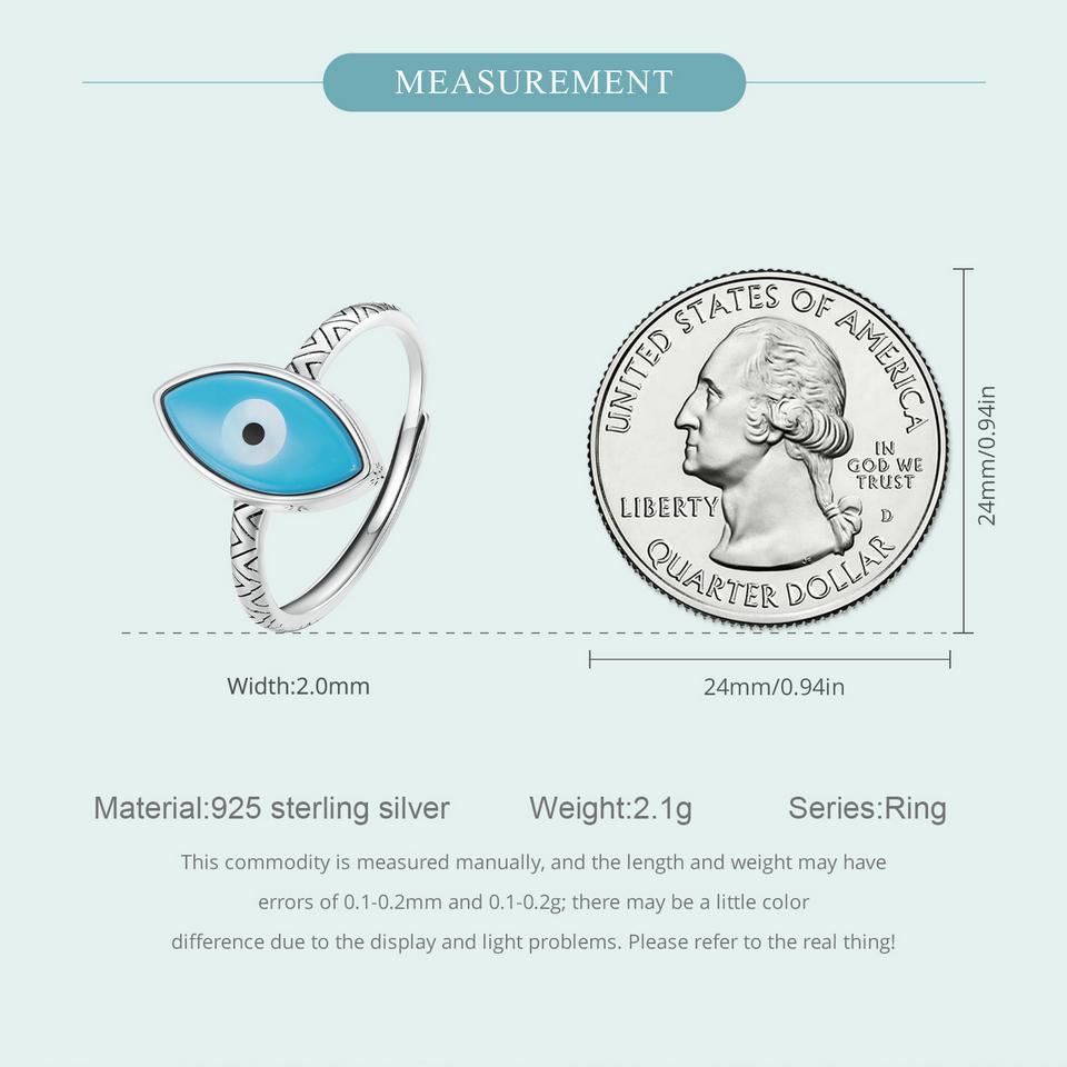 WOSTU 925 Sterling Silver Vintage Style Blue Demon's Eye Stackable Rings Party Jewelry Gift