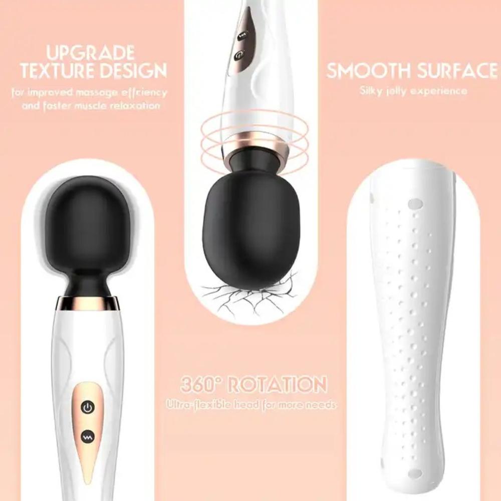 10-Speed AV Vibrating Wand - Large Powerful Massager for Women & Men, G-Spot & Prostate Stimulator, Rechargeable Adult Sex Toy