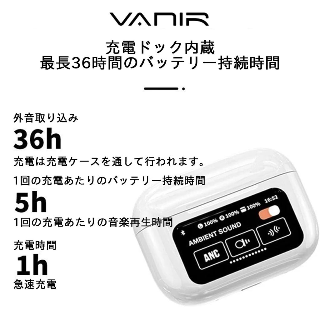 VANIR Bluetooth Wireless Earbuds for 2025 Touchscreen with Bluetooth IPX5 Noise Up To 36 Hours of Auto ENC HiFi Sound Compact and Compatible with and
