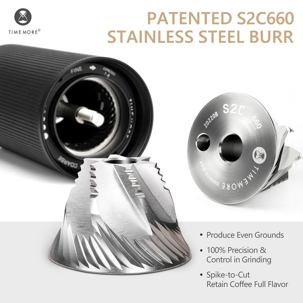 TIMEMORE Chestnut C3S PRO Hand Coffee Grinder, All-Metal, Hand-Cranked, Stainless Steel Grinding Mill, Adjustable Coarseness, Labor-Saving, Foldable