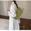 Foldable Women Hollow Woven Tote Bag Large Capacity Casual Shoulder Handbag for Travel Beach Grocery Shopping