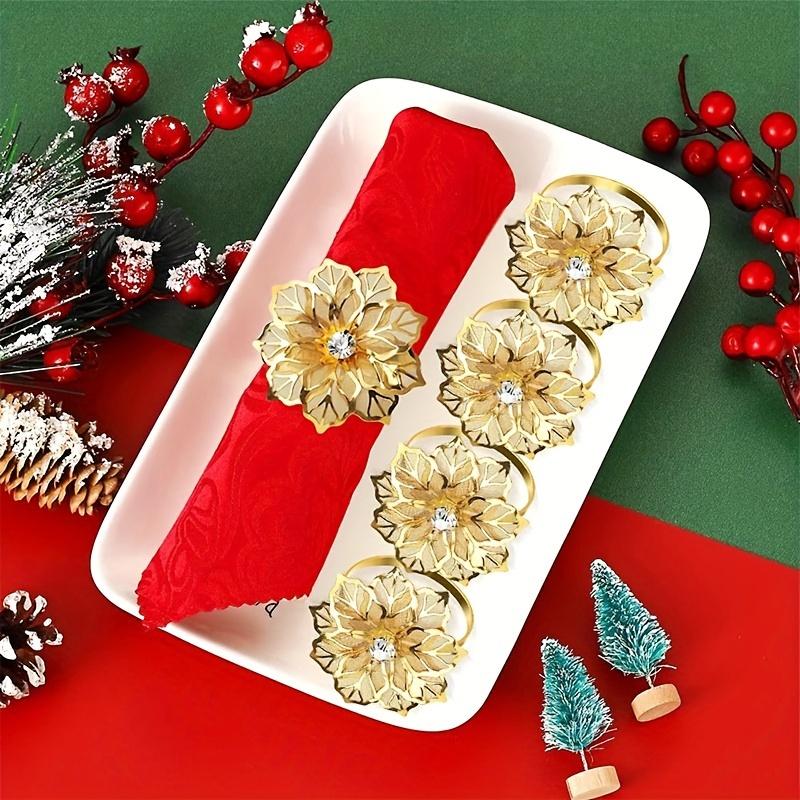 Elegant 4 Pcs Hotel Napkin Rings Metal Petal Napkin Buckle Wedding Tableware Delicate Mouth Cloth Ring for Fine Dining