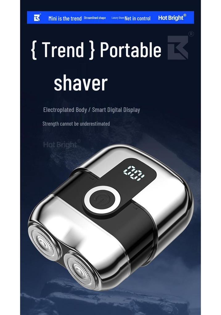Electric Shaver Charger - Men's Portable Mini Magnetic Razor, Washable Head