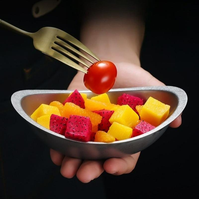 Retro Stainless Steel Dessert Snack Fruit Bowl Household Salad Bowl Thickened Multifunctiona Outdoor Camping Kitchen Tableware