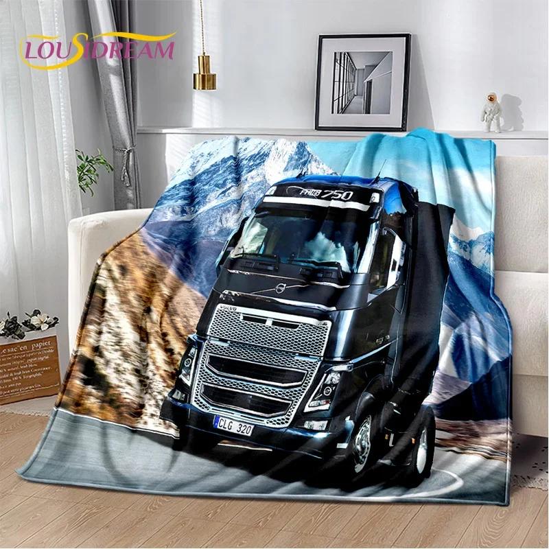 HD Volvo Nákladní Auto 3D Tisk Měkké Flanelové Deky, Přehoz Pohodlná Deka na Piknik Postele Pohovku Domácí Ložnici Dárky