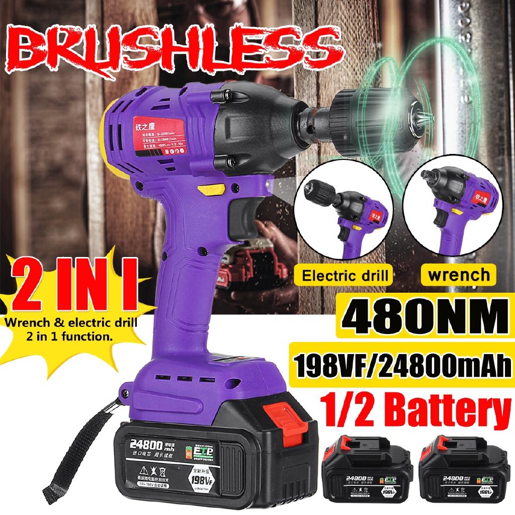 

Бесщеточная 24800 мАч 480 Нм 2в1 Электродрель и Ударный гайковерт Аккумуляторная Высокий крутящий момент 1x battery