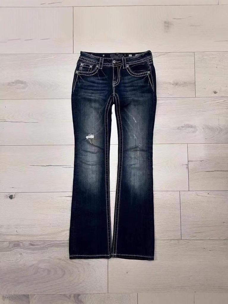 European American Slim Fit Elastic Denim Jeans - Autumn/Winter Retro Style