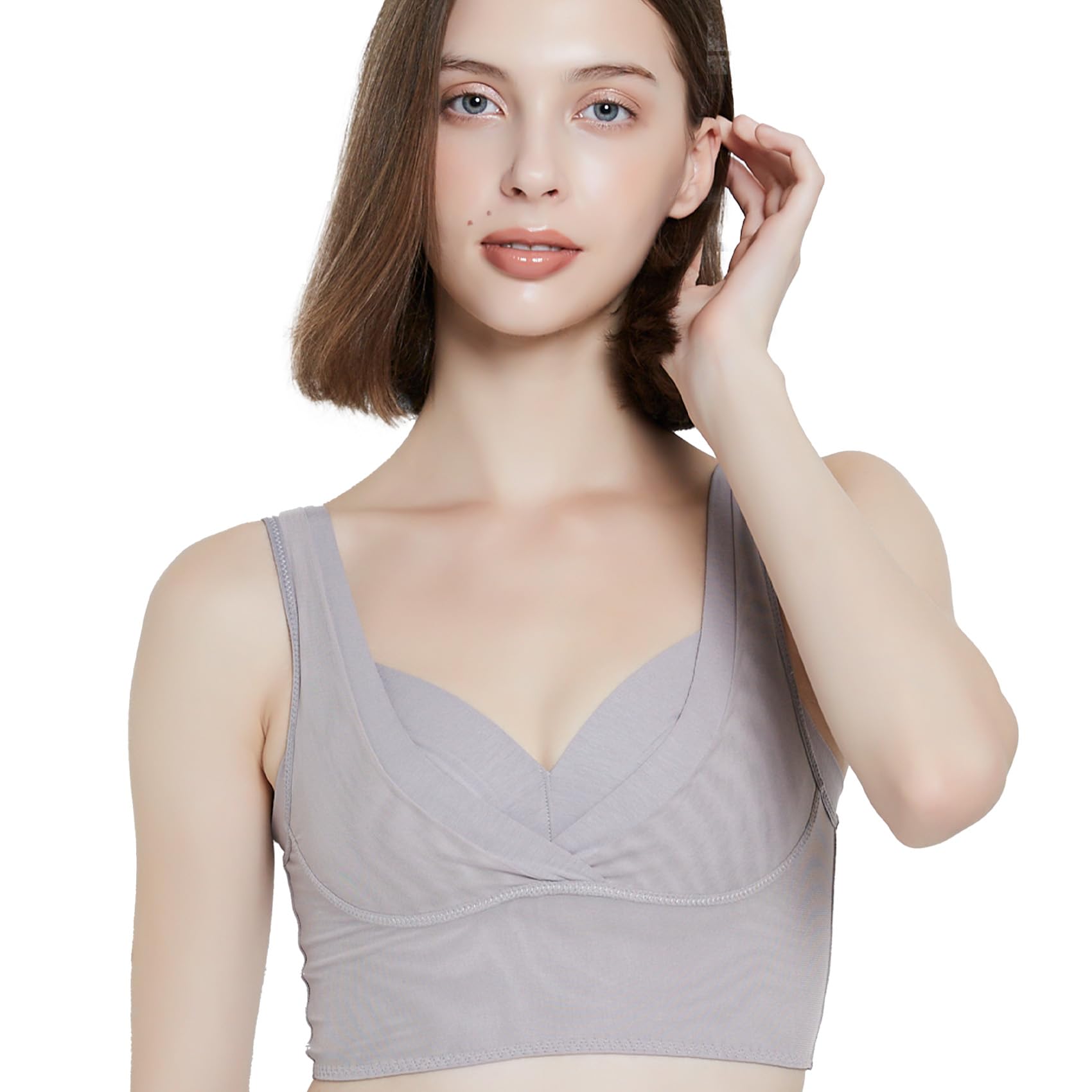 

HEAVEN Japan Night Bra New Cotton No Pads Cotton, Design, Wireless, Blend, (Small/Gray) серый