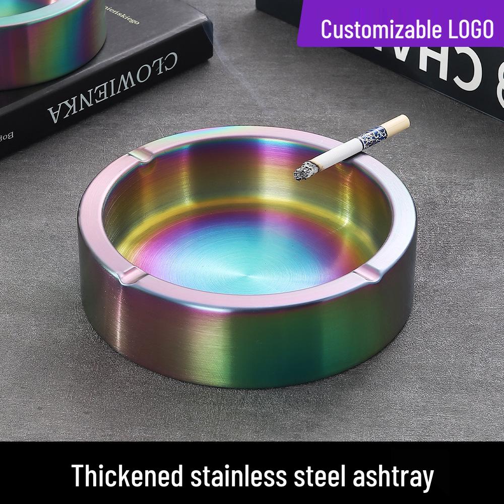 Stainless Steel Dropproof Ashtray with Rolled Edge - Thick, Durable Design for Home, Hotel, Restaurant, Personalized and Creative