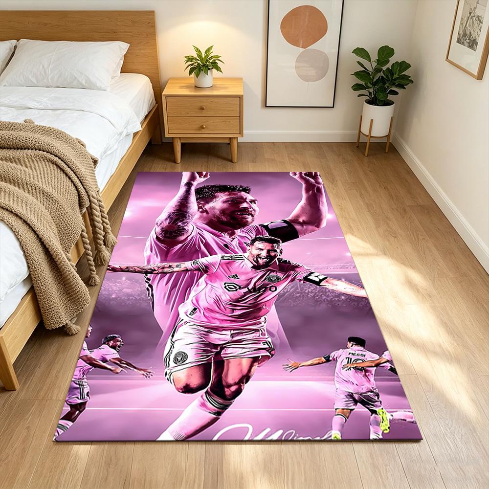 Messi's Legacy Soccer Carpet Suitable for Foyer Playrooms Dining Room Game Room Anti-slip Rug Decorate Offices Perfect Birthday/Christmas Gift Idea