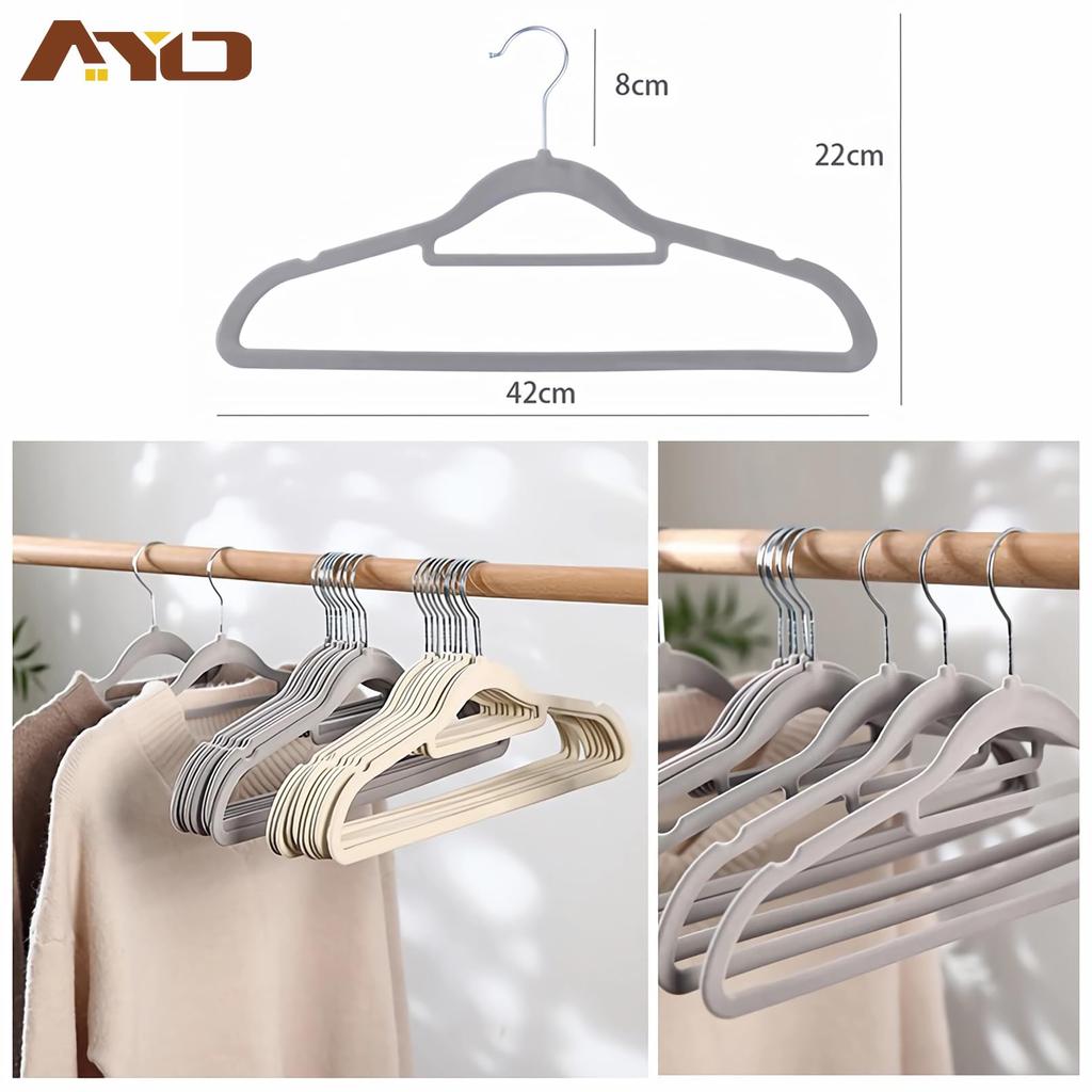 AYO Prevents Clothes from Closet Rotating High Load Capacity Non-Slip Hangers, 20-Pack, Ivory, Deforming, Sturdy, Storage, 360-Degree Hook,