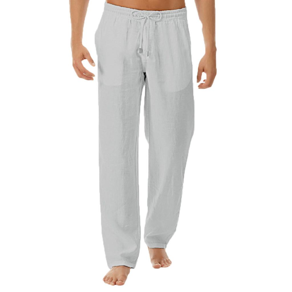 Men's Casual Loose And Comfortable Casual Pants Cotton Linen  Drawstring Trousers