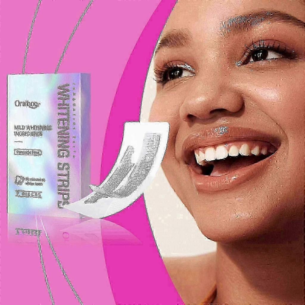 Teeth Whitening Strips Teeth Treatments - Teeth Whitener, Peroxide Free, Enamel Safe Green White Strips, Deep Stains Removal - Instant Teeth Whitening