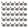 30 Sets Decorative Rivets Antique Silver 14mm Camellia Flower Stud and 3x7mm Iron Trumpet Base for Leather Crafts and