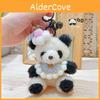 Anime-Stil Panda Plüsch Schlüsselanhänger mit Schal und Blumen-Dekoration für den täglichen Gebrauch und als Geschenk